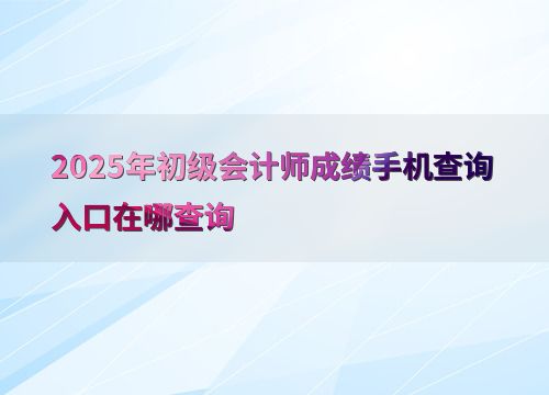 2025年初級會(huì)計(jì)師成績手機(jī)查詢?nèi)肟谂c信息技術(shù)咨詢服務(wù)指南